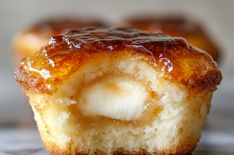 CARAMEL CUPCAKES with Vanilla Cream Center