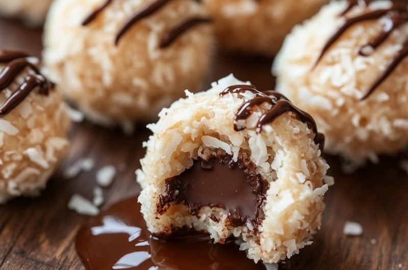 Coconut Cookie Balls with Chocolate Centers