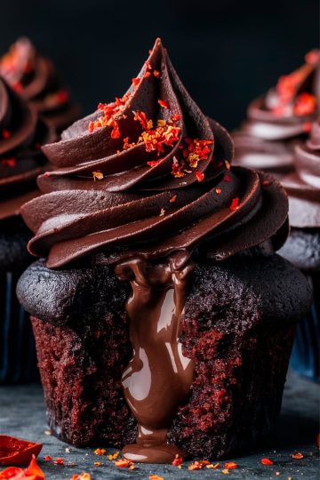 TRIPPLE CHOCOLATE CHILLY CUPCAKES