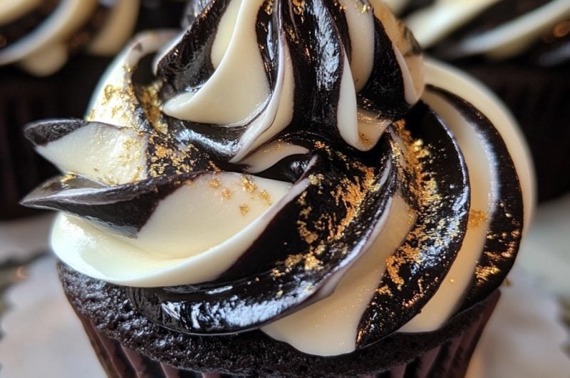 MARBLE BLACK AND WHITE CUPCAKE RECIPE