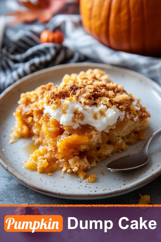 pumkin dump cake served in a plate