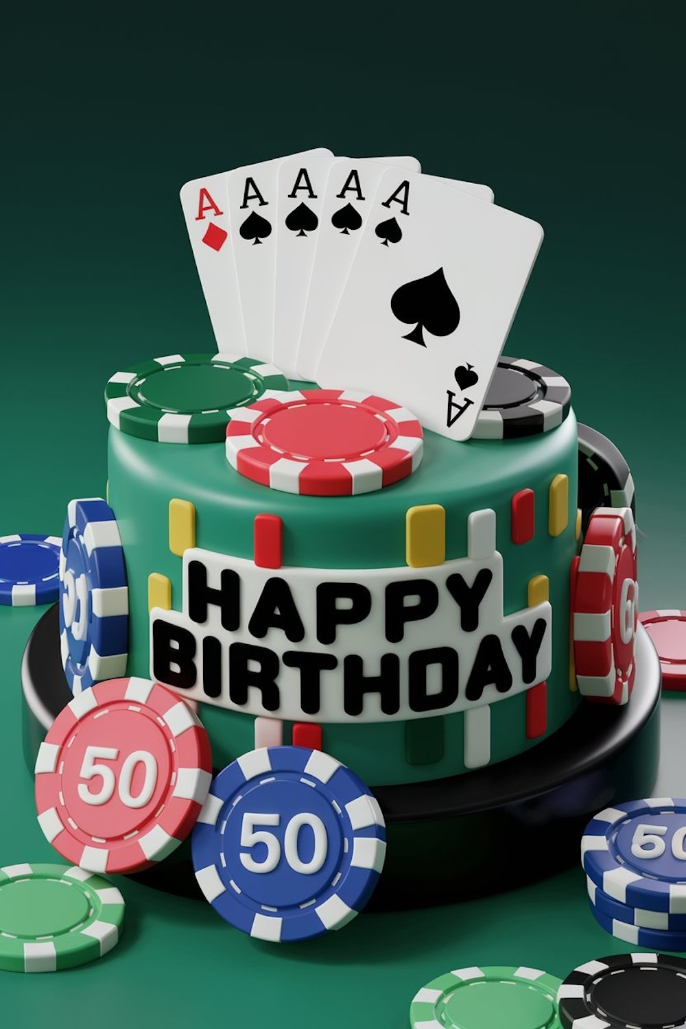 A creatively designed cake resembling a colorful slot machine with slot icons and a 3D lever.