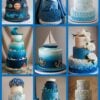 birthday cake aesthetic blue ideas, collage of different types of blue cakes ideas