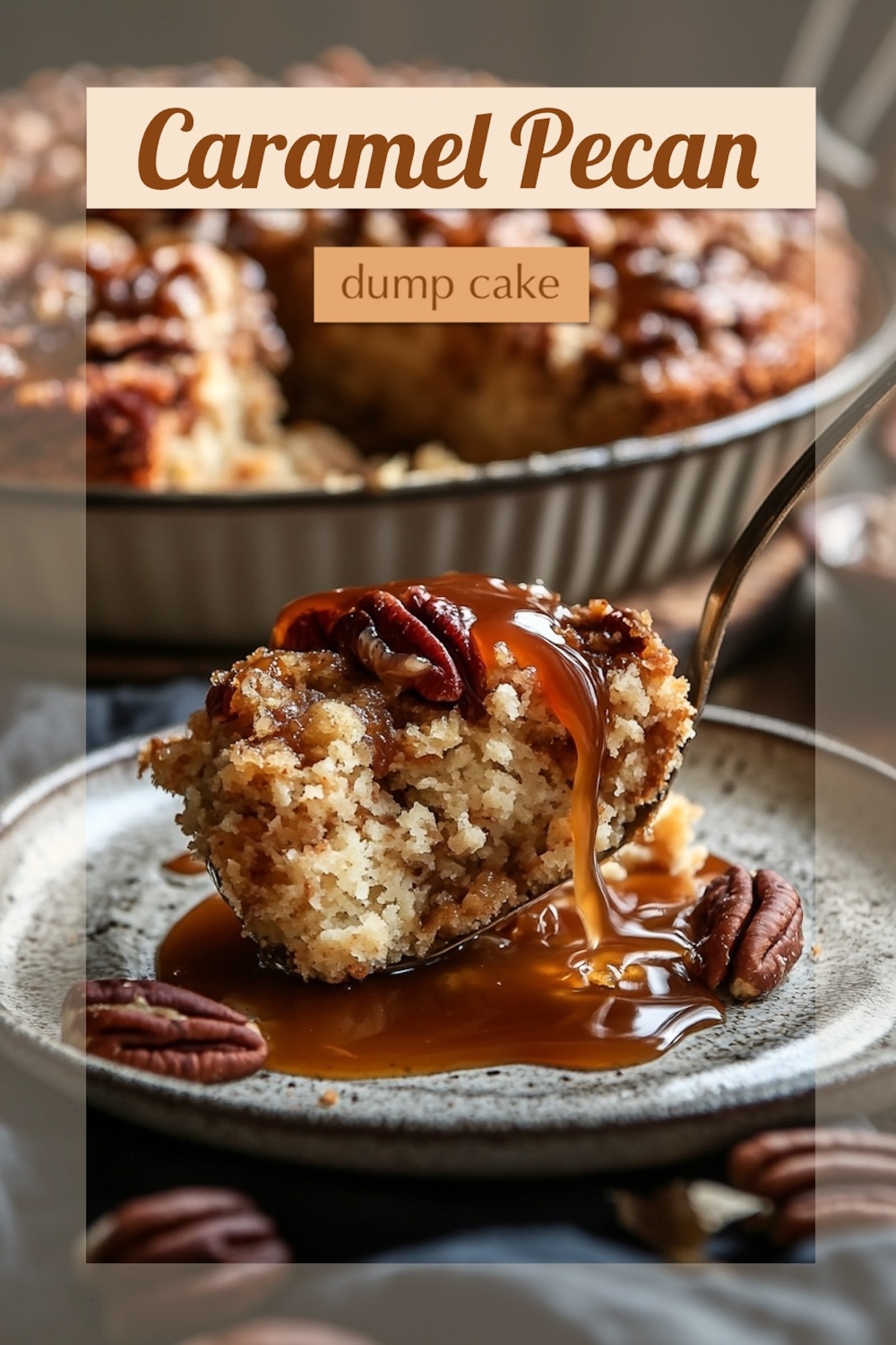 Easy Pecan Pie Dump Cake Recipe with Caramel (No Fruit Filling)