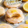 Close-up of lemon meltaway cookies topped with glaze and fresh lemon zest, showcasing their soft, citrusy texture.
