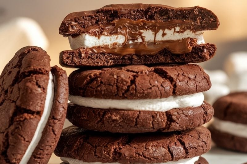 Marshmallow and Nutella Stuffed Chocolate Cookies