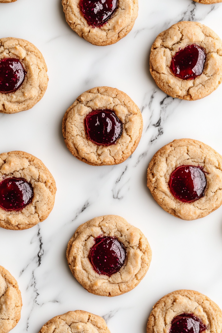 Peanut Butter and Jelly Thumbprint Cookies - PB & J Recipe