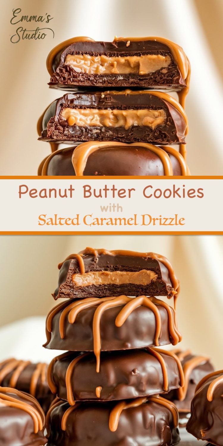 Peanut Butter Cookies with Salted Caramel Drizzle Recipe Emma's Cake