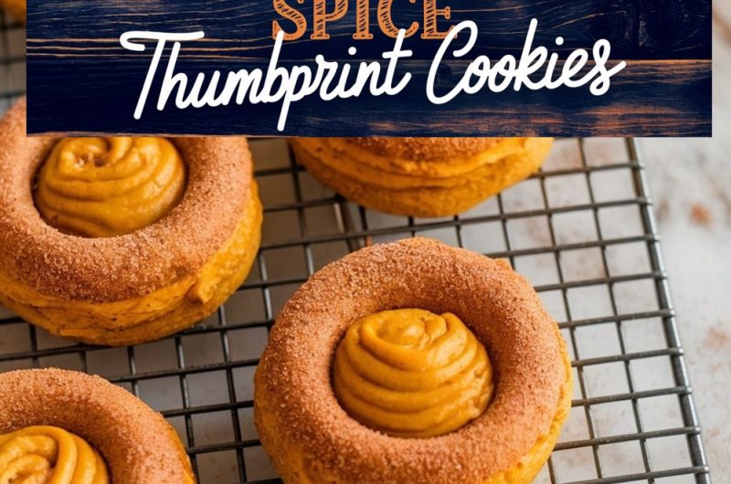 Pumpkin Spice Thumbprint Cookies with Creamy Pumpkin Filling