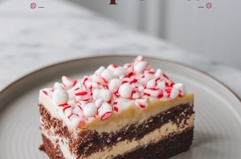 Peppermint Chocolate Dump Cake with White Chocolate Layers