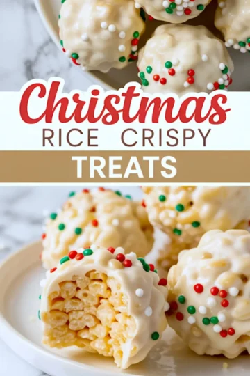 This is a 1:2 collage image combining a close-up top view and a detailed side view of the treats. The composition is highly engaging and informative, clearly showing both the decoration and the texture inside. This makes it ideal for pinning on Pinterest due to its clarity, holiday theme, and strong visual appeal that encourages recipe clicks.