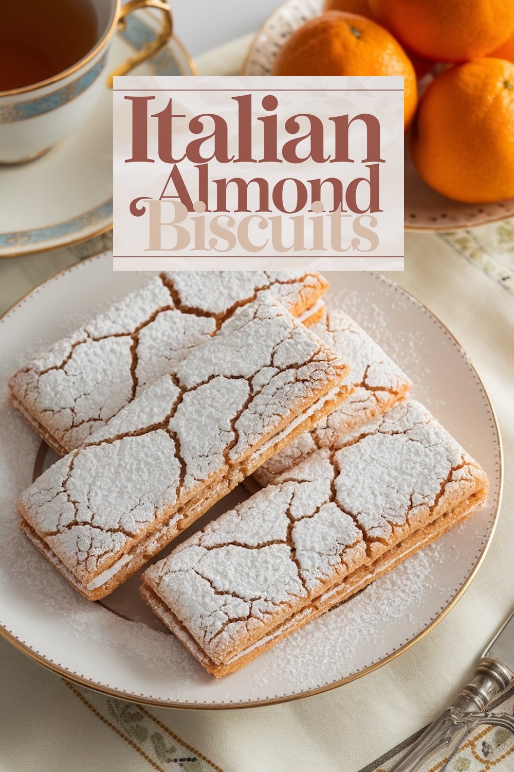 Enjoy these Italian Almond Biscuits with a refreshing cup of tea, perfect for a relaxing break or a festive gathering.