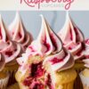 Lemon Raspberry Cupcakes: A delectable lemon cupcake with a vibrant raspberry filling peeking out, topped with swirls of raspberry-tinged frosting.