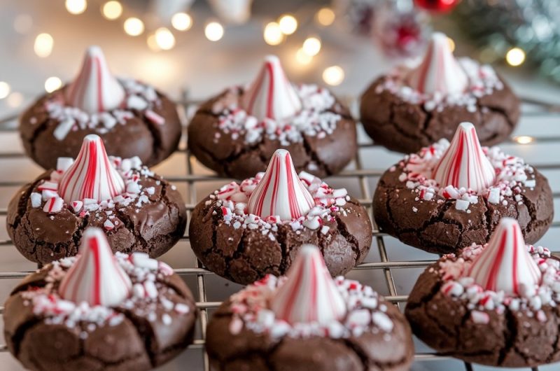 Peppermint Chocolate Blossom Cookies