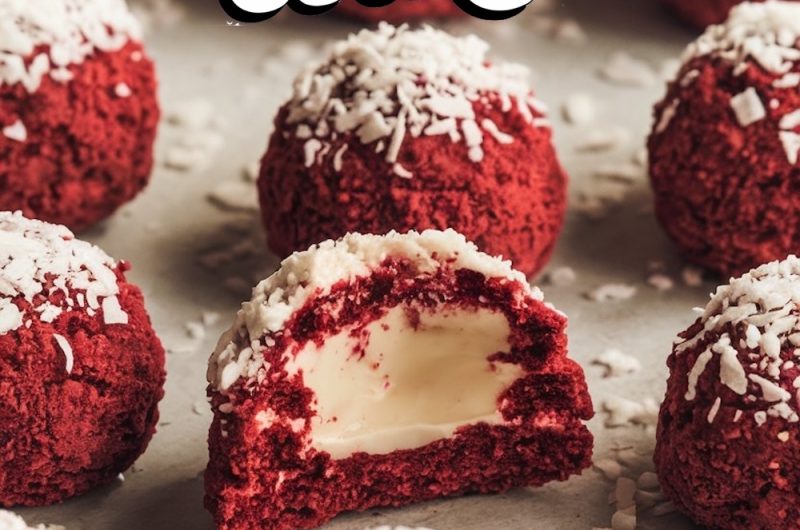 Red Velvet Snowball Cookies with White Chocolate Filling Recipe