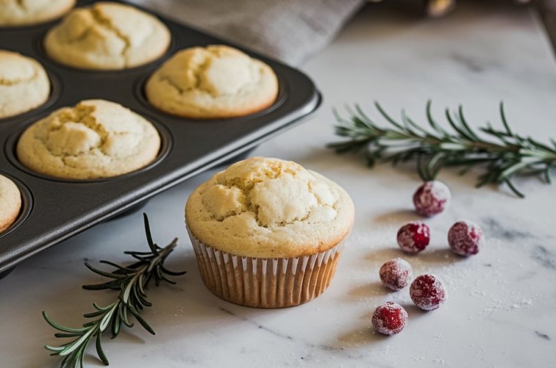 Vanilla Cupcakes with Sugared Cranberries and Rosemary Recipe