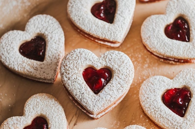 Cherry Linzer Heart Cookies Recipe