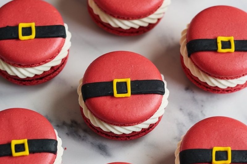 Santa Belt Christmas Macarons