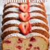 This Strawberry Pound Cake is a beautiful twist on a classic, with fresh strawberries baked right into the buttery, tender cake. Each slice is soft, rich, and dotted with juicy strawberry pieces that add a burst of flavor. It’s the perfect treat for spring gatherings, Mother’s Day or simply enjoying with a cup of coffee. Lightly dusted with powdered sugar and topped with extra berries. #StrawberryPoundCake #BerryDesserts #SpringBaking #HomemadeCake