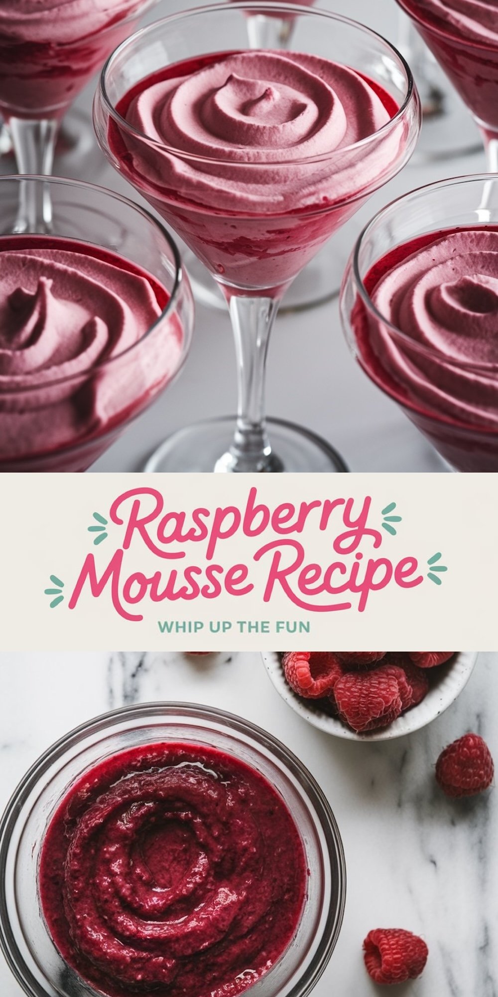 Raspberry mousse served in elegant dessert glasses with a light and fluffy texture and rich raspberry flavor. This no-bake dessert is a refreshing and vibrant option for New Year’s parties and festive celebrations.