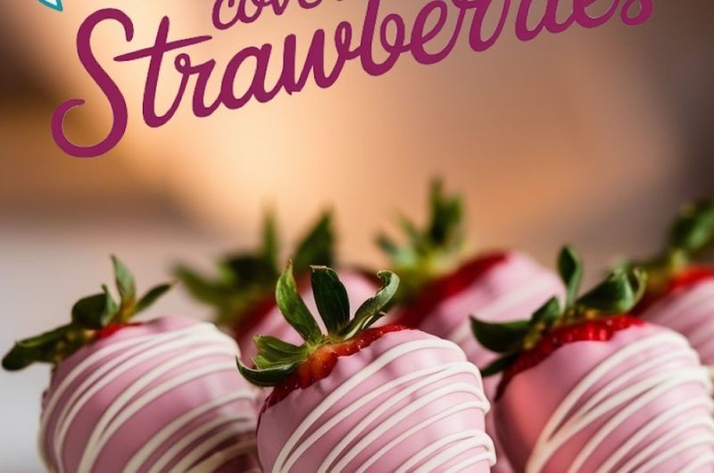 Pink Chocolate-Covered Strawberries with White Chocolate Drizzle