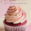 Close-up of a pink velvet cupcake with swirled vanilla frosting, sprinkled with pink sugar crystals for a sparkling finish. The soft pastel background complements the cupcake. Text overlay reads “Pink Velvet Cupcakes with Vanilla Frosting.”
