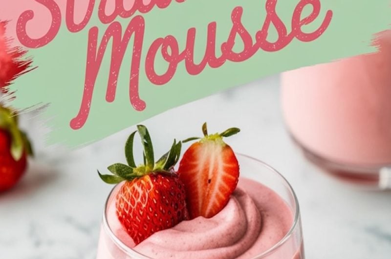 Strawberry Mousse with Fresh Layers and Whipped Cream Topping