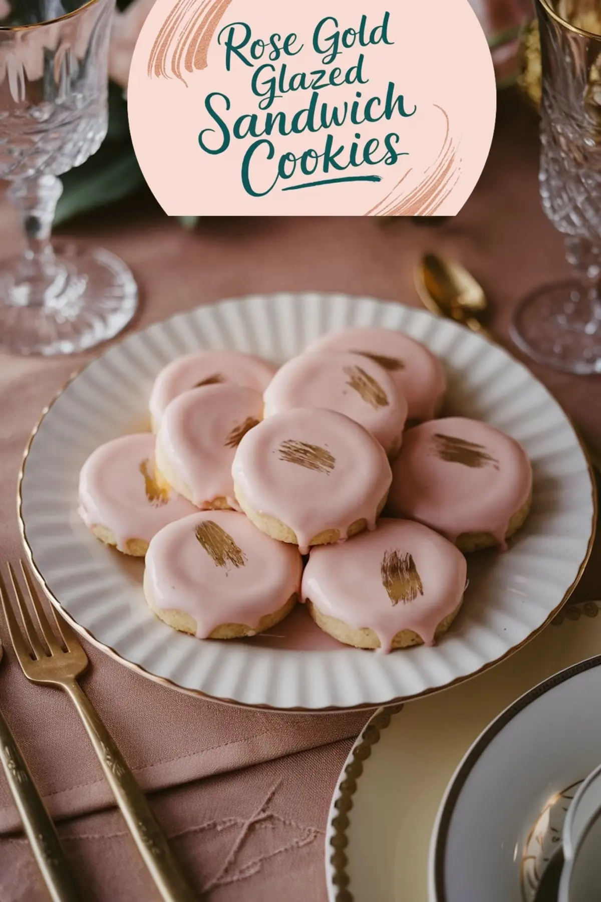Rose Gold Glazed Sandwich Cookies