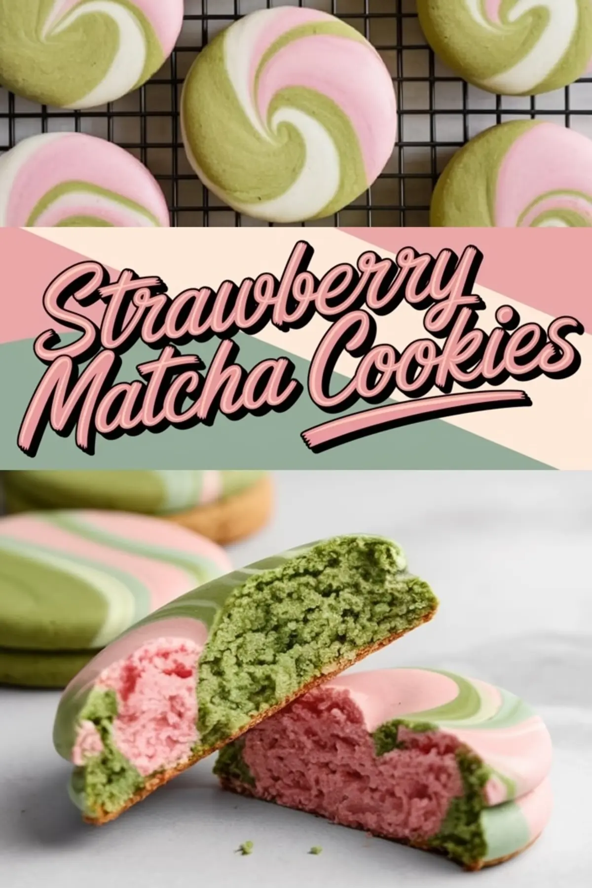 Strawberry Matcha Marble Cookies
