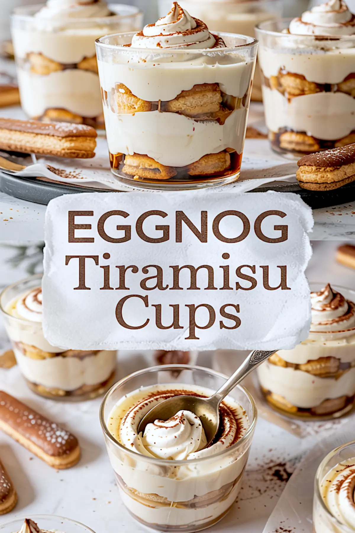 Eggnog Tiramisu Cups (Mini Christmas Tiramisu Dessert)