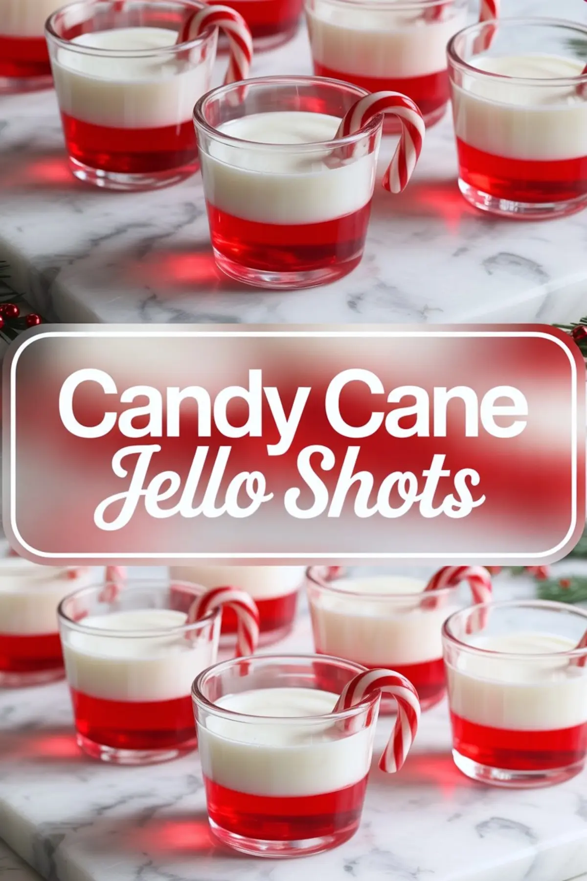 Festive Candy Cane Jello Shots with Peppermint Schnapps