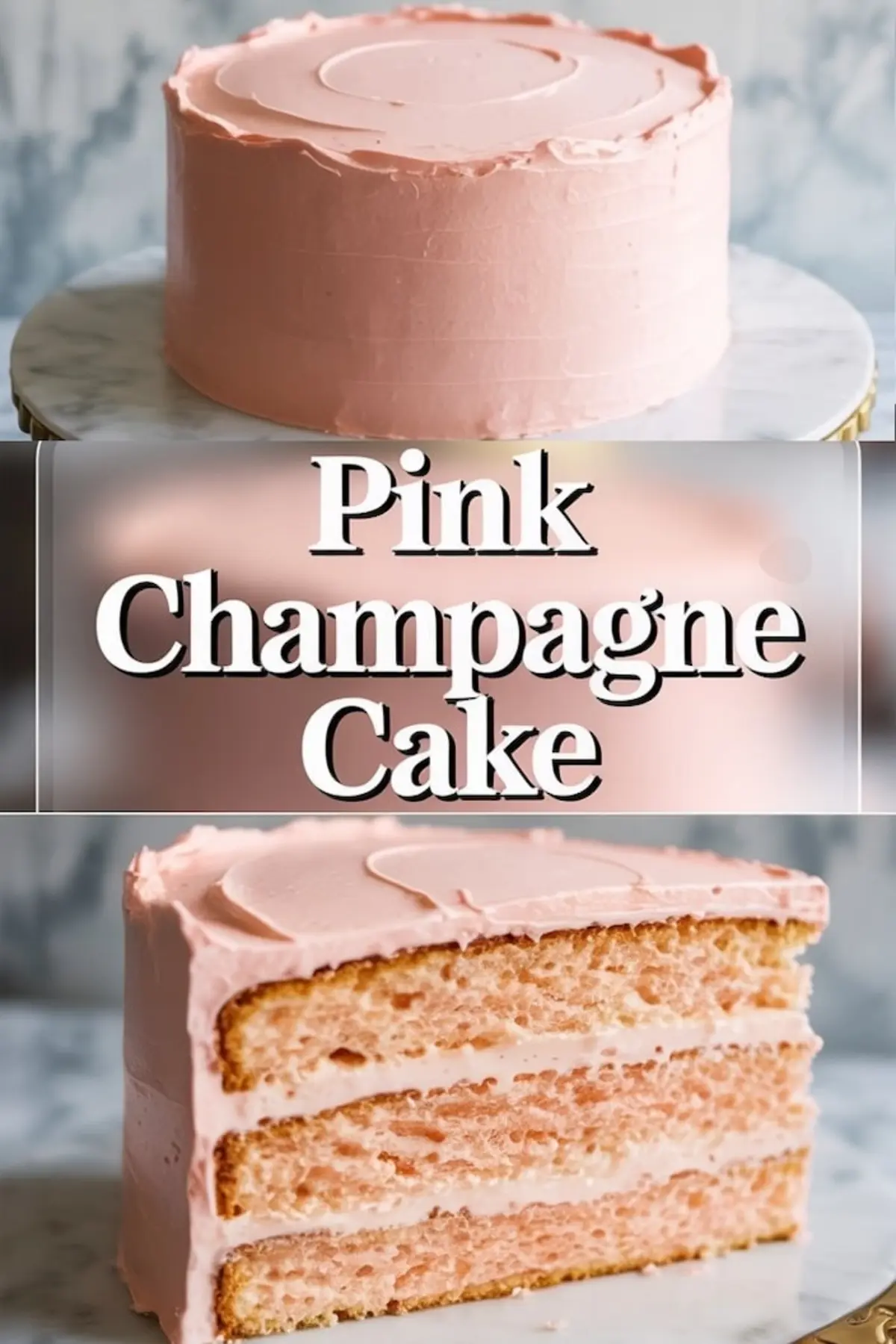 Elegant Pink Champagne Cake with Pink Frosting