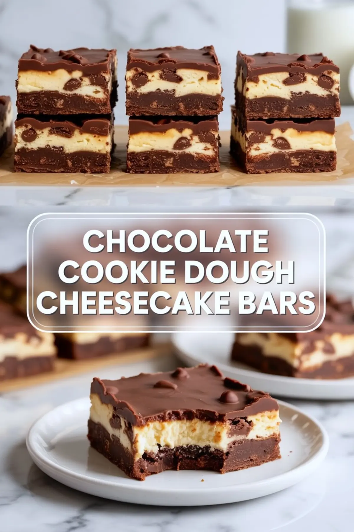 Chocolate Cookie Dough Cheesecake Bars
