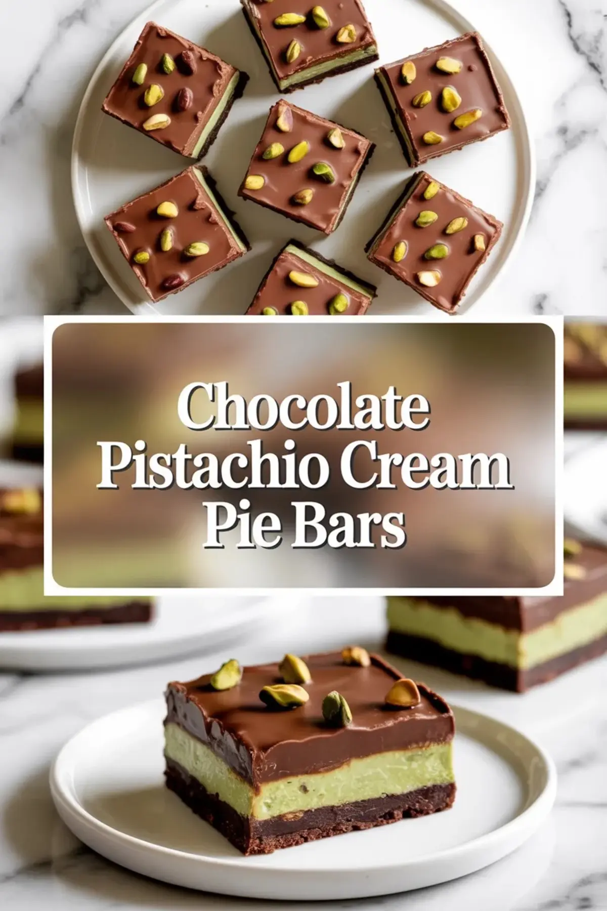 Chocolate Pistachio Cream Pie Bars Recipe – No Bake Pistachio Cream Dessert Bars