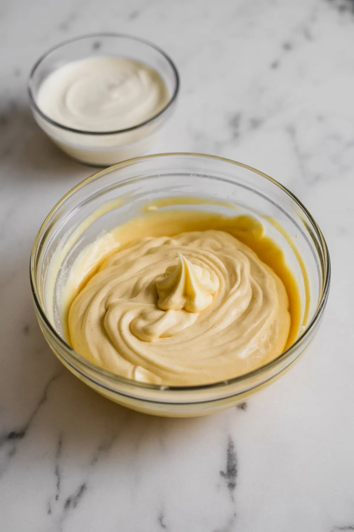 Vertical collage shows a bowl of honey buttercream with defined swirls, text that reads “Honey Frosting Cake Fillings,” and a slice of layered vanilla cake filled and frosted with honey frosting. Image presents cake filling ideas and homemade buttercream texture.
