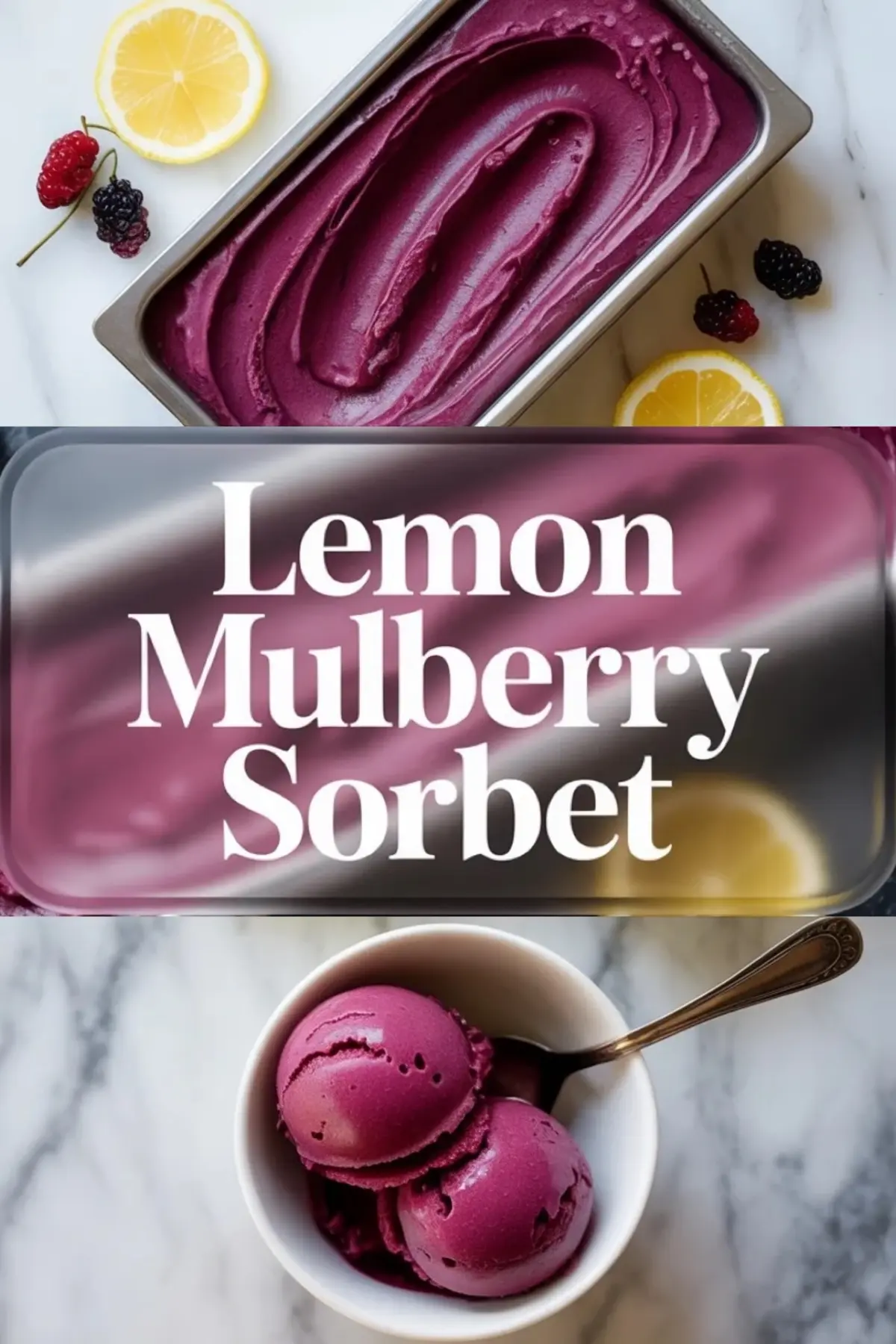 Lemon Mulberry Sorbet with Bright Citrus and Deep Berry Flavor