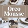 Easy Oreo mousse served in a glass dessert cup with Oreo cookie garnish, showing the creamy no bake cookies and cream dessert ready to serve.