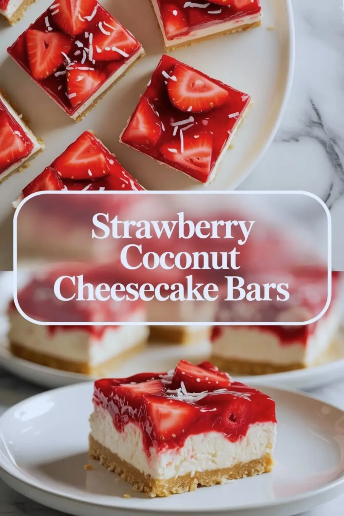 Strawberry Coconut No-Bake Cheesecake Bars