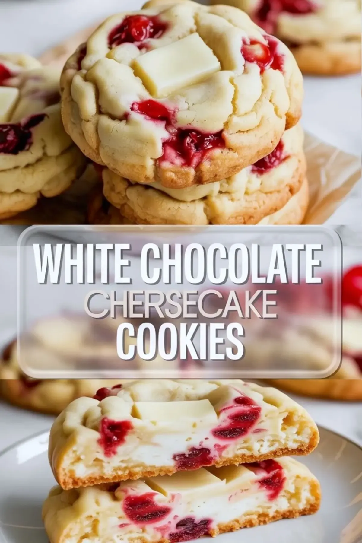 White Chocolate Cherry Cookies With Cheesecake Centers