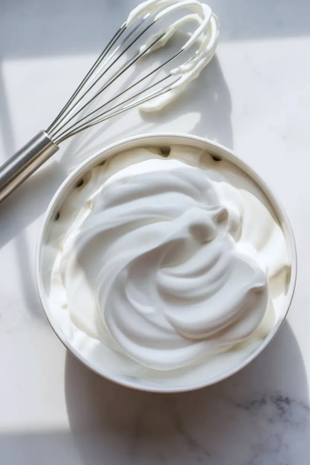 Whipped cream for patriotic lemon icebox pie whipped until smooth and fluffy before decorating.