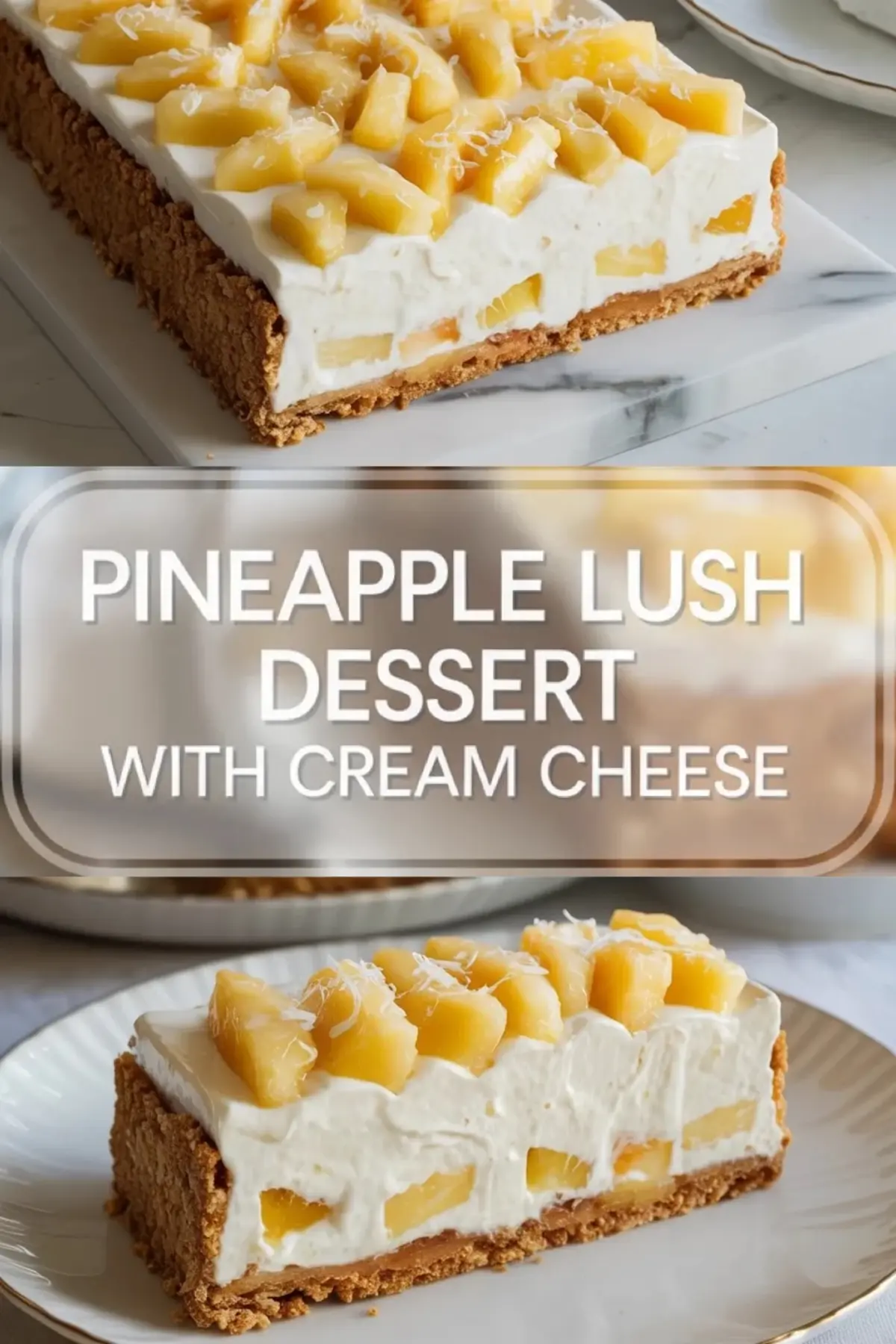 Pineapple Lush Dessert Recipe – No Bake Cream Cheese Pineapple Squares