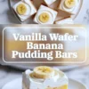 Finished vanilla wafer banana pudding bar on a white plate with visible creamy banana layers and vanilla wafer crust.