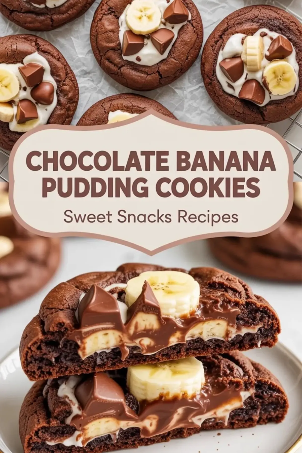 Chocolate Banana Pudding Cookies Recipe – Stuffed Chocolate Cookies with Banana Filling
