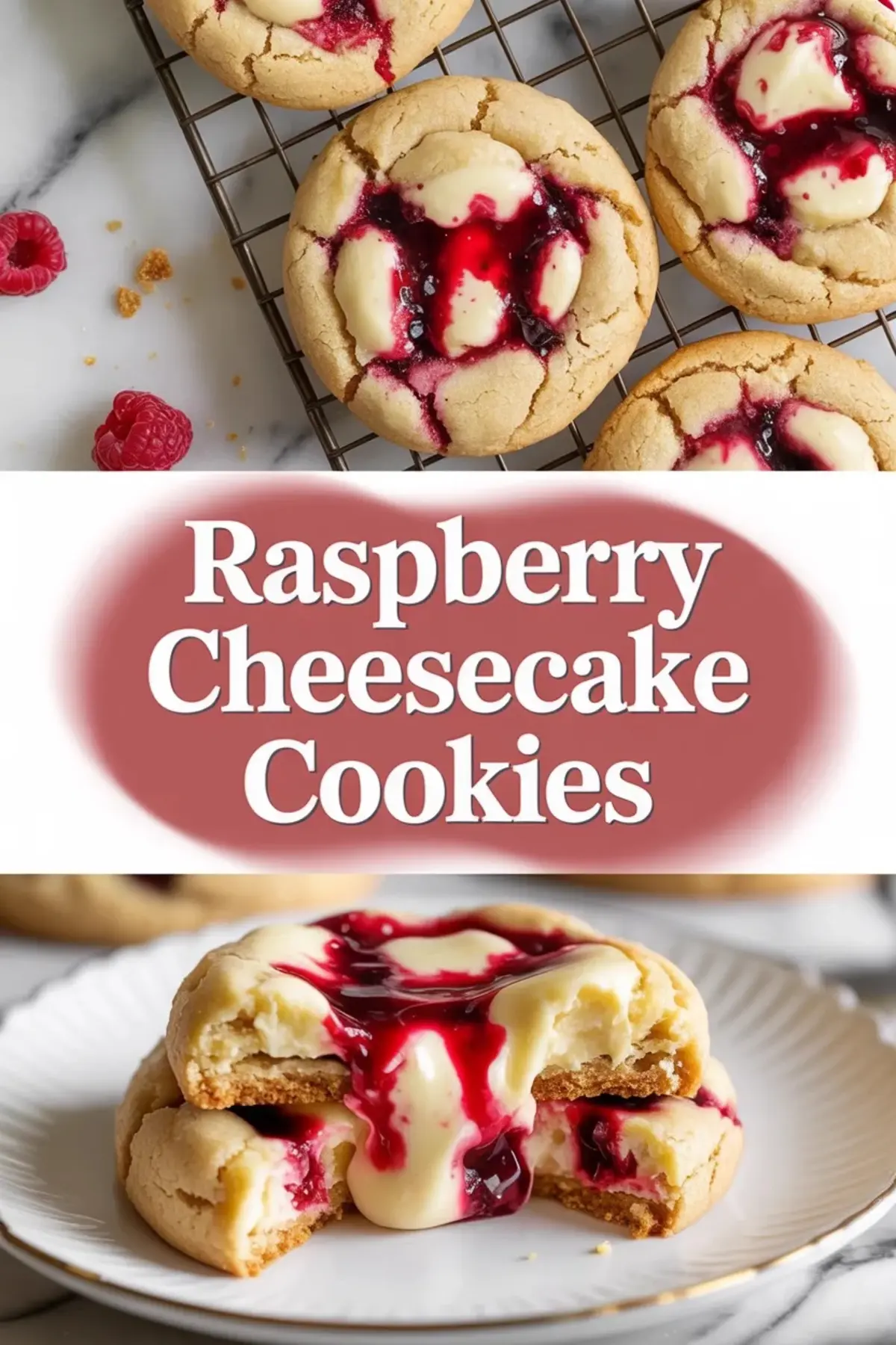 Raspberry Cheesecake Cookies Recipe – Soft Cream Cheese Cookies with Raspberry Swirl