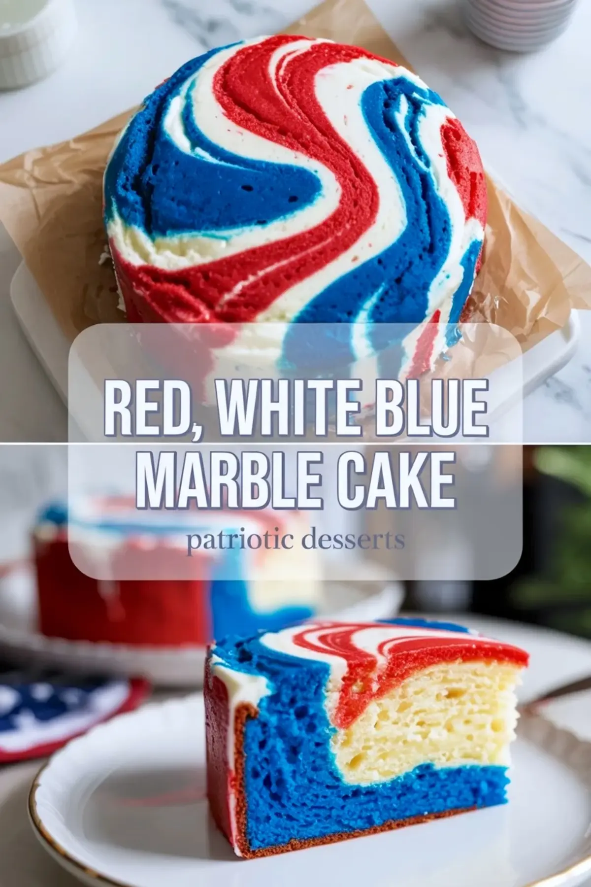 Red White and Blue Marble Cake Recipe – Patriotic Swirl Cake for 4th of July